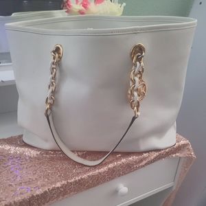 Michael Kors Beautiful Gold and White LG Tote Bag